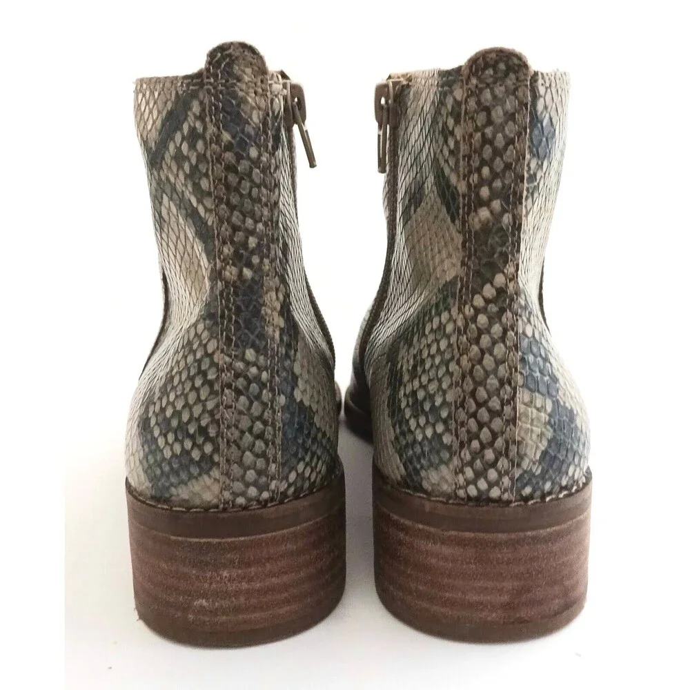 NEW Lucky Brand Lenree Python Print Leather Ankle Boot Side Zip Sz 7.5